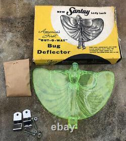 Vtg NOS 50s Santay Lady Luck Bug Deflector Plastic Wind Hood Ornament Accessory