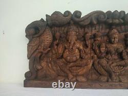 Wall Panel Ganesh Laxmi Vintage Temple Sculpture Hand carved Ganesha Saraswathi