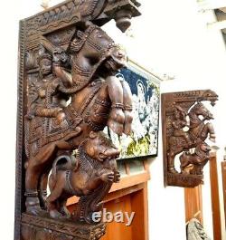 War Horse Wooden Wall Bracket Corbel Pair Sculpture Statue Vintage Home Decor