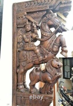War Horse Wooden Wall Bracket Corbel Pair Sculpture Statue Vintage Home Decor