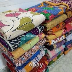 Wholesale Lot Quilt Vintage Kantha Quilt, Indian Sari Quilt Kantha Throw Blanket