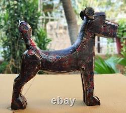 Wood Dog Old Collectible Hand Crafted Unique Carving Painted Indian Home Decor