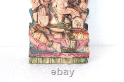 Wooden Panel Ganesha Old Vintage Indian Carving Home Decor Collectible PG-15