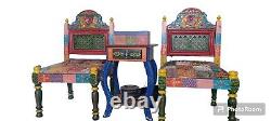 Wooden chairs used, INDIAN STYLE Moroccan STYLE, Antique Vintage With Table