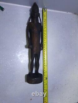 X3 Vintage Handcrafted Wooden Women / Man Figurine Indian, Afric Traditional Deco