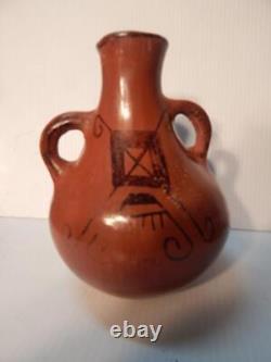 Xtra Fine Antique / Vintage Maricopa Indian Pottery Dbl Handle Water Btl Pot