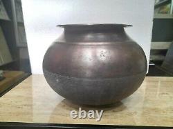 100 Ans Old Antique Vieux Pot En Cuivre Tope Degchi 23 X 19 CM