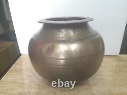 100 Ans Old Antique Vintage Pot En Laiton Tope Degchi 20 X 18 CM
