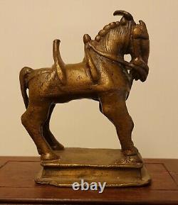 103 Ancienne Paire De Chevaux De Bronze Indien Figurines 19th C. Vraiment Stupéfiant