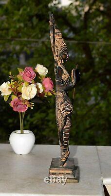 14'' Inches Vintage Shera Wali Maa Brass Statue Trident Durga Kali Figurine Hk01