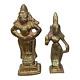 2 Pcs Figure/statue De Dieu Et Déesse Hindou En Laiton Vintage Antique Rare Du Sud De L'inde