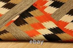 3' X 3' American Indian Navajo Rug Vintage Authentic Hand Woven Orange Red