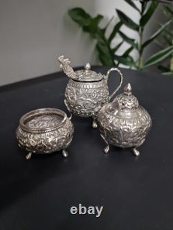 3 pièces en argent indien vintage en très bon état