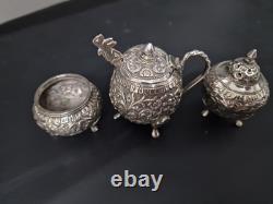 3 pièces en argent indien vintage en très bon état