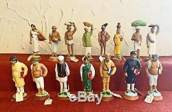 60 Pc Set Antique / Vintage Indian Clay Figures Poona / Lucknowithkrishnanagar 1880