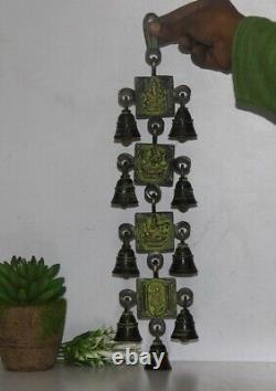 9 Cloches Vintage Fait Main Vieux Laiton Tout Hindu Dieu Ganesh Bonne Pendaison Murale De La Chance