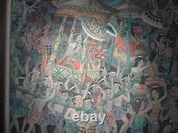 Amazing Huge Old Vintage Original Painting Indonésie Bali Sumatra Hindu Festival