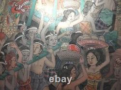 Amazing Huge Old Vintage Original Painting Indonésie Bali Sumatra Hindu Festival