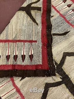 American Anciennes Indien Indigene Navajo Rug Pictorial Maïs Tige 68x37