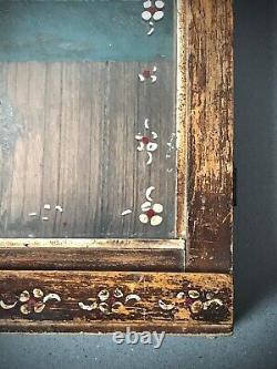 Ancien Cabinet Indien Vintage. Art Déco. Affichage / Salle De Bains. Décoration Florale