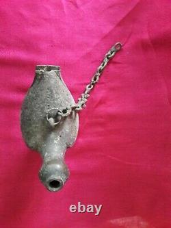 Ancien Millésime Laiton Bronze Suspension Huile D'oiseau Lampe Temple Indien Hindou Diya B-2