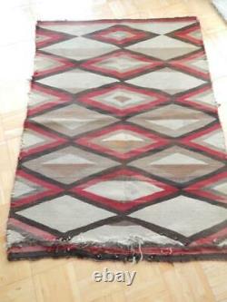 Ancien Vintage Navajo Indien Rug Blanket Tissage Crystal Post Transitionnel