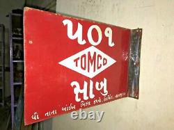 Ancien Vintage Tomco Soap No. 501 Plaque Publicitaire Double Face en Émail Porcelaine. Objet de Collection