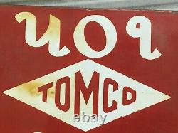 Ancien Vintage Tomco Soap No. 501 Plaque Publicitaire Double Face en Émail Porcelaine. Objet de Collection