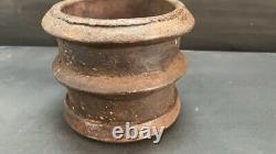 Ancien bol en fonte unique de patine riche vintage rare / pot de mortier à épices fait main