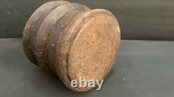 Ancien bol en fonte unique de patine riche vintage rare / pot de mortier à épices fait main