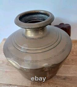 Ancienne Vintage Rare Fait Main Unique Pot / Vase en Laiton Lourd avec une Patine Riche