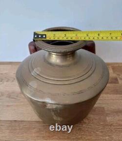 Ancienne Vintage Rare Fait Main Unique Pot / Vase en Laiton Lourd avec une Patine Riche