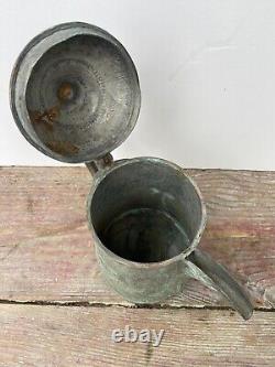 Ancienne carafe, pot, cruche, bouilloire en cuivre cachemiri indien du 19ème siècle Vintage