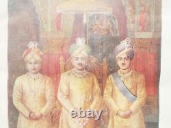 Ancienne estampe en couleur non lithographique de l'Inde Mysore Maharaja & Prince