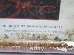 Ancienne estampe en couleur non lithographique de l'Inde Mysore Maharaja & Prince