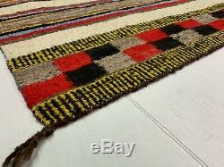 Anciennes Navajo Amérindienne Rug Native Double Selle 60x32 Blanchet