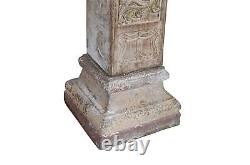 Anciens piliers en bois de teck indien et en pierre, ensemble de 4