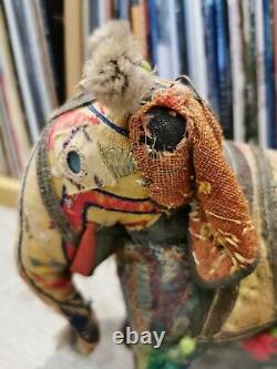 Antique 1950s Indian Patchwork Broded Embellished Elephant Stuffed Stuffed