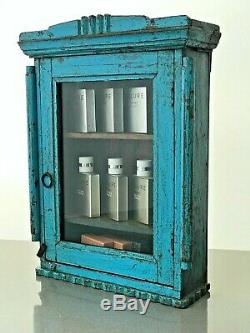 Antique Art Déco Vintage Indien Affichage Salle De Bains Cabinet. Vibrant Turquoise