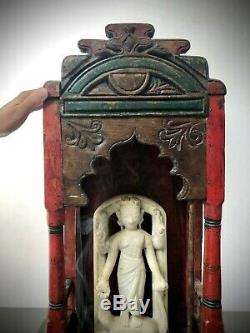 Antique Hindu Accueil Sanctuaire. Indian Vintage. Arche Mughal, Floral. Coral & Green