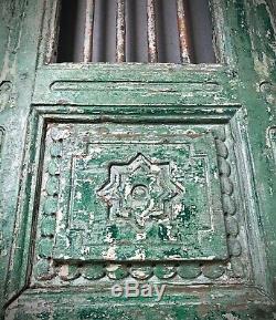 Antique Indian Jali Door. Sculpté En Teck Et Fer. Vintage Rajasthan. Jade & Vannila