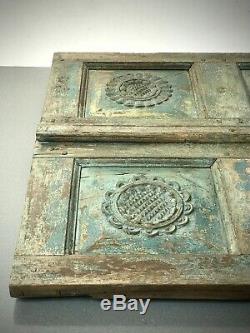 Antique Indiens Portes. Volets De Teck Finement Sculpté. Vintage Rajasthan. Sarcelle