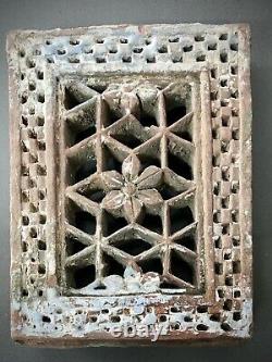 Antique, Jali De Grès Moghol. Indien Vintage. Motif Floral Percé. Jodhpur
