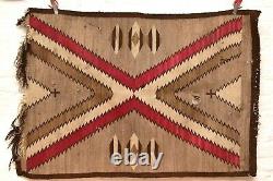 Antique Navajo Rug Native Américaine Indienne Textile 44x30 Tissage Transitionnel Vtg