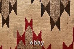 Antique Navajo Rug Native Américaine Indienne Textile 48x35 Tissage Oeil Dazzler Vtg