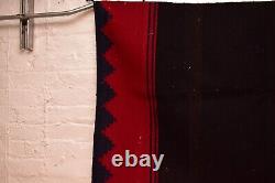 Antique Navajo Rug Native Américaine Indienne Tissage Textile Red Bleu 50x29 Millésime
