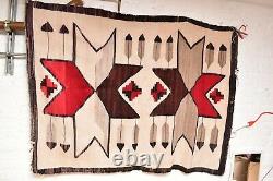 Antique Navajo Rug Native Américaine Indienne Tissage Vtg 63x46 Lg Pictorial Stars