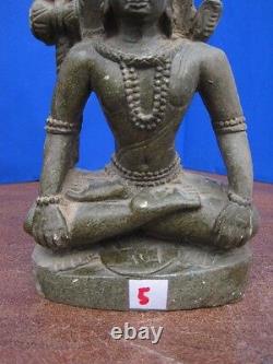 Antique Vieux Rare Sculpture de Pierre Taillée Collectionnable Religieuse Dieu Hindou Shiva Vintage.