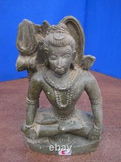 Antique Vieux Rare Sculpture de Pierre Taillée Collectionnable Religieuse Dieu Hindou Shiva Vintage.