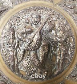 Antique Vintage Asie Du Sud-est Indien Bronze Argent Chargeur Repousse Travail